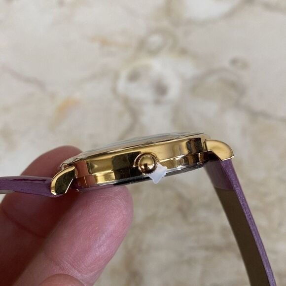 NEW! Crystal Embellished Purple & Gold Tone Stainless Steel Quartz Wristwatch - Picture 8 of 9